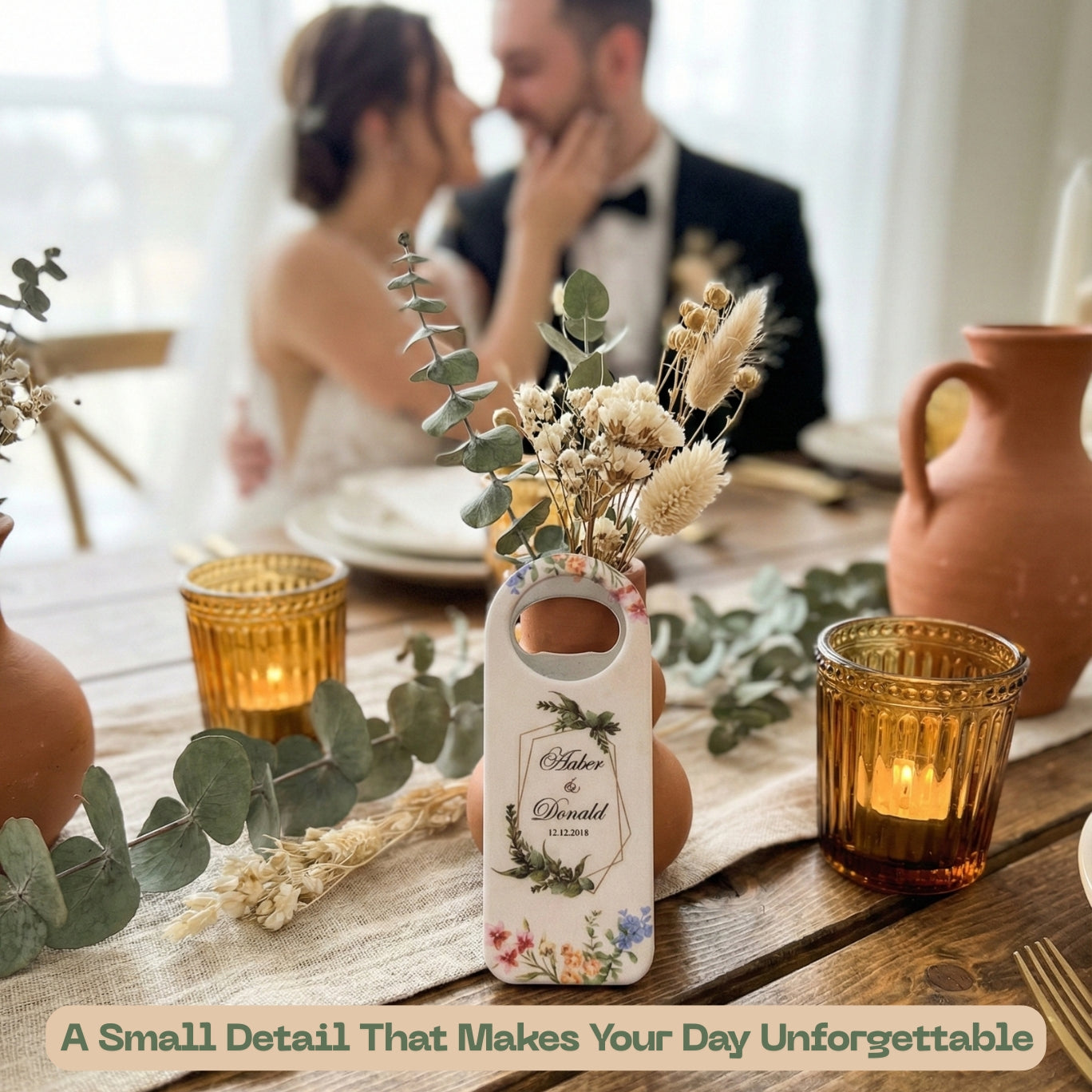 Modern rectangle wedding favor bottle opener magnet