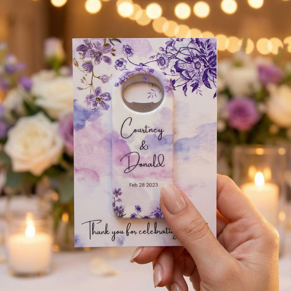 Personalized Wedding Favor Bottle Opener Magnet – Rectangle Design, Custom Name & Date
