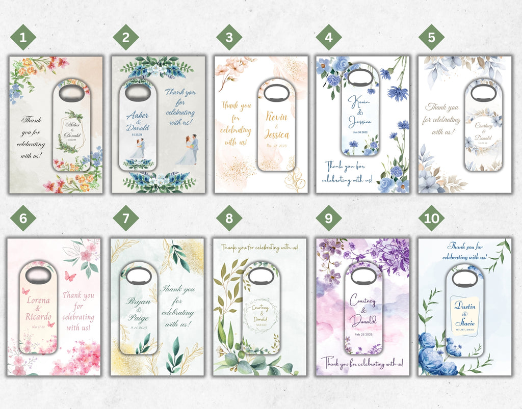 Personalized Wedding Favor Bottle Opener Magnet – Rectangle Design, Custom Name & Date