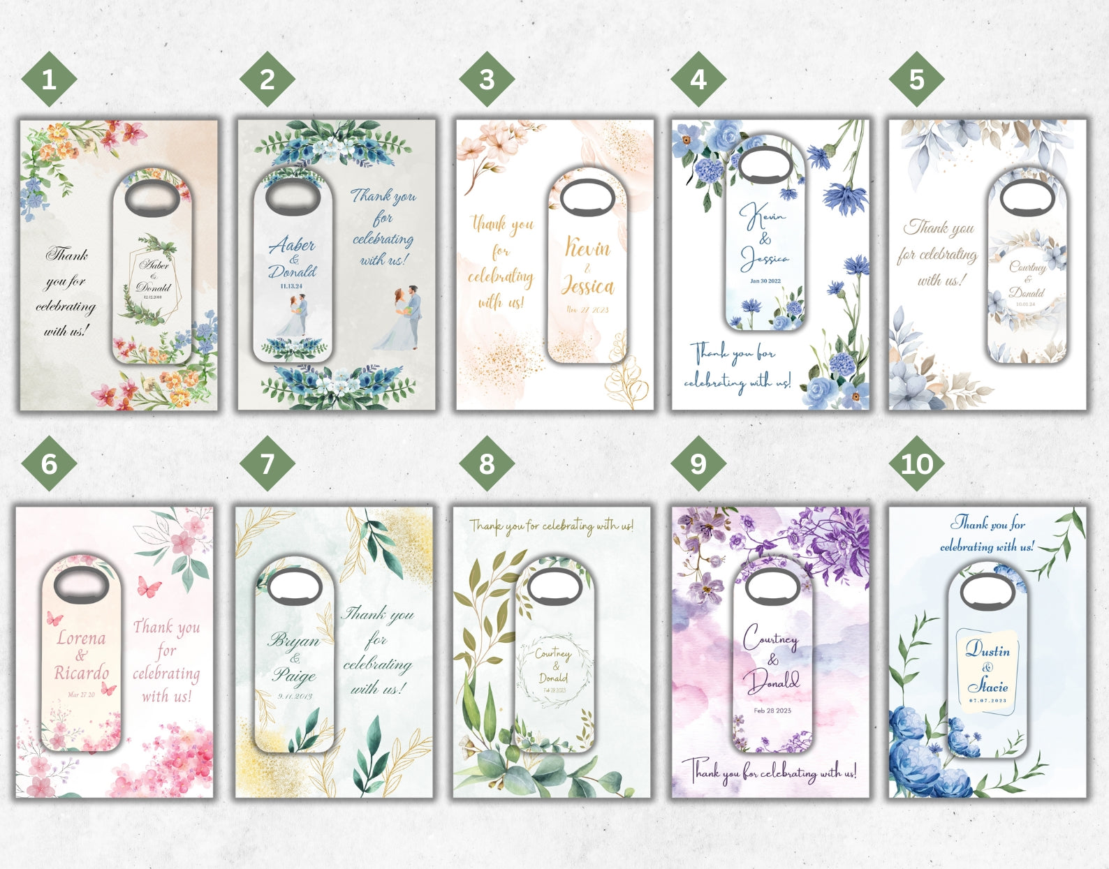 Personalized Wedding Favor Bottle Opener Magnet – Rectangle Design, Custom Name & Date