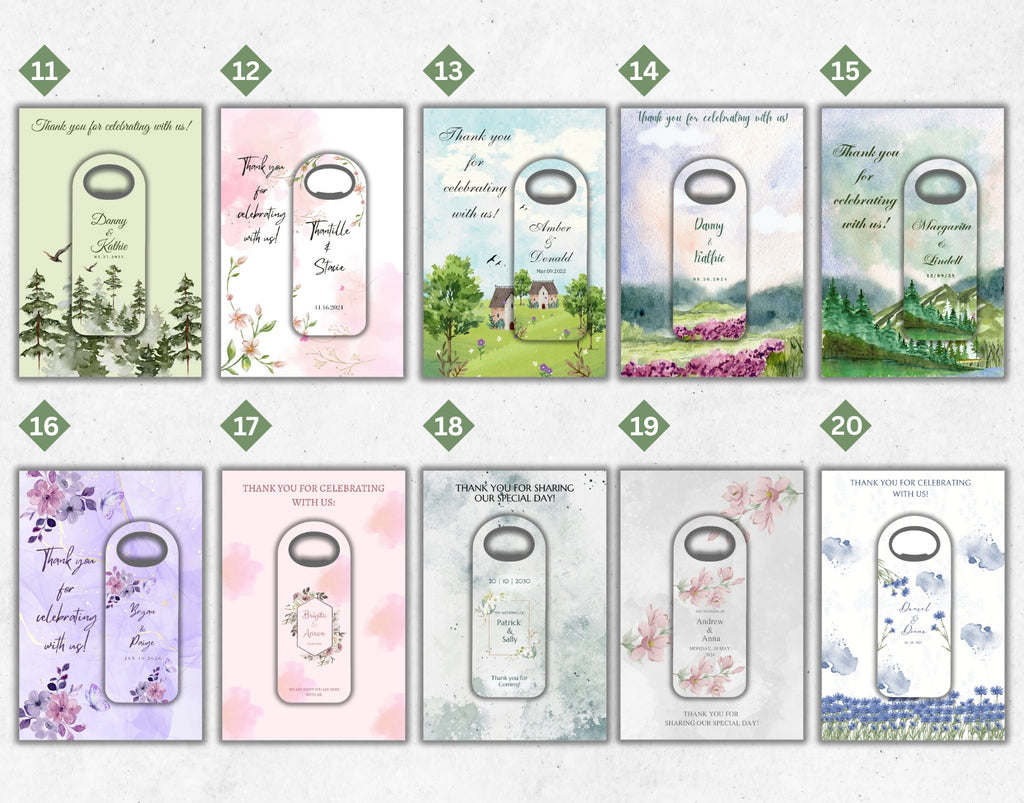 Personalized Wedding Favor Bottle Opener Magnet – Rectangle Design, Custom Name & Date