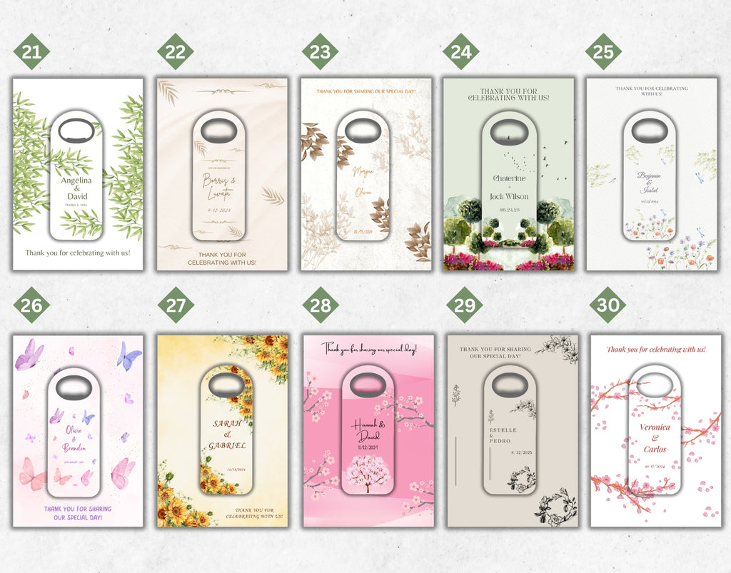 Personalized Wedding Favor Bottle Opener Magnet – Rectangle Design, Custom Name & Date